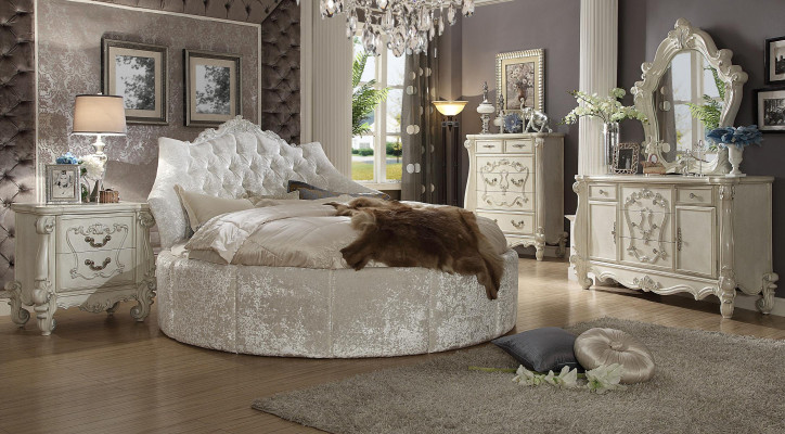 Round Velvet Bed Chesterfield Luxury Upholstery Round Beds Fabric Textile Hotel