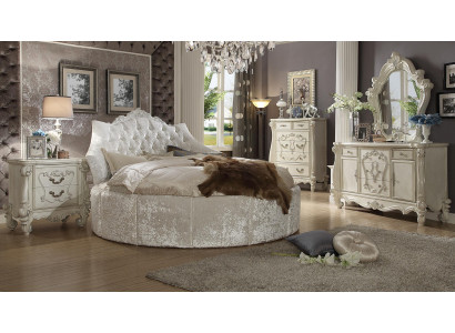 Round Velvet Bed Chesterfield Luxury Upholstery Round Beds Fabric Textile Hotel