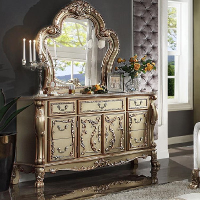 Noble Chest of drawers Buffet Chests of drawers Wardrobe + Mirror Baroque Rococo Sideboard Wood new