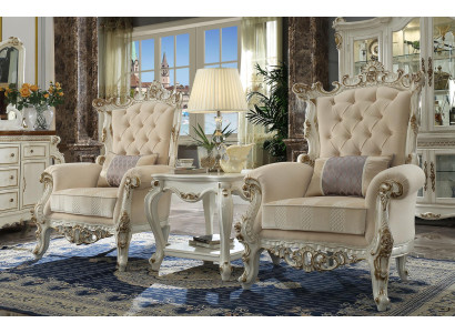 Throne Armchair Royal Upholstery 1 Seater Antique Style Chairs Beige Wood Baroque