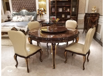 Round Dining table 6 Chairs Chair Dining room Complete Decor Suite Baroque