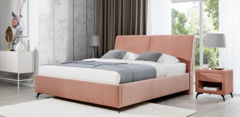 Bed Rosa Bedroom Wood Furniture Textile Hotel Beds Art Deco Style