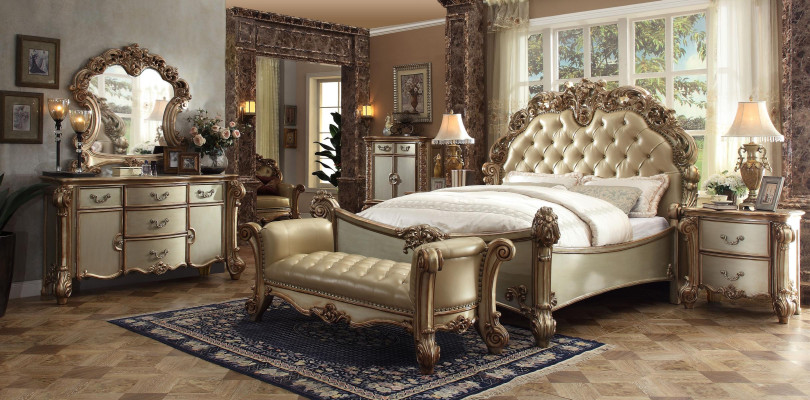 Bedroom Set Complete Furniture Bedside tables Chest of drawers Bed 7 pcs. Wood