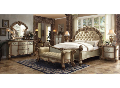Bedroom Set Complete Furniture Bedside tables Chest of drawers Bed 7 pcs. Wood