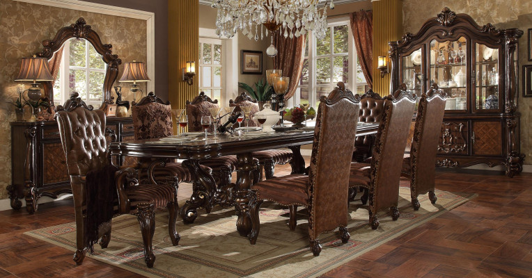 Dining room Set Suite Display case Table 8x Chairs Chest of drawers Decorative Mirror Baroque style