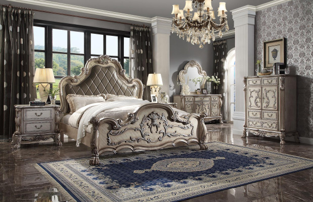 Complete Set Bedroom Royal Baroque Bed Dressing table Bedside table 6 pieces.