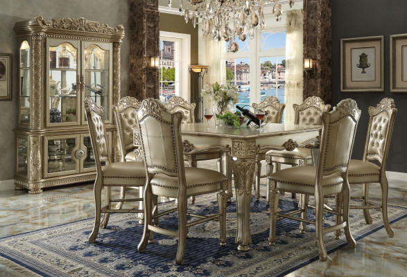Classic s Golden Dining room Set Rectangular Dining table 8x Chesterfield Chairs Display case 10pcs