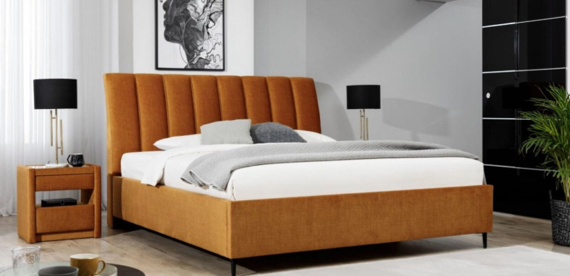 Bed Orange Bedroom Upholstery Furniture Textile Modern Style Beds