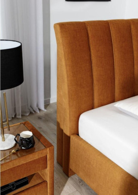 Bed Orange Bedroom Upholstery Furniture Textile Modern Style Beds