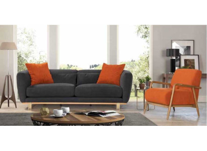 Gray-Orange Sofa set Luxury Three Seater Couch Armchair Living room Furniture