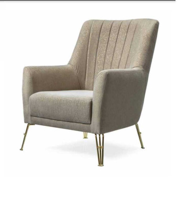 Design Seater Luxury Beige Armchair Relax Wood with stainless steel Armchair new