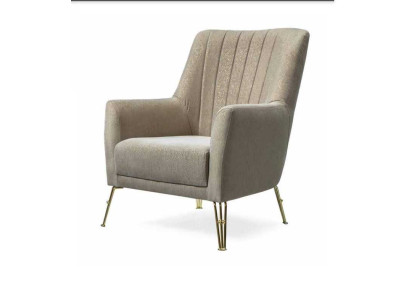 Design Seater Luxury Beige Armchair Relax Wood with stainless steel Armchair new