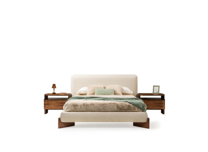 Suite Bedroom Double bed Bed Bedside tables Set 3pcs White Design