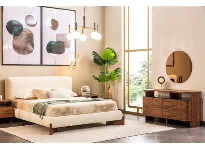 Bedroom Suite Double bed Bedside tables 5-piece brown Dressing table