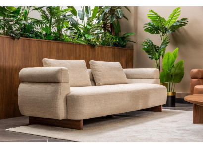 Three Seater Sofa 3 Seater Couch Upholstered Sofa Beige Fabric Sofa Modern