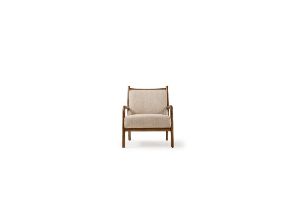 Armchair Wing Chair Living room Seater Single Seater Fabric Armchair Beige Wood
