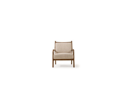 Armchair Wing Chair Living room Seater Single Seater Fabric Armchair Beige Wood