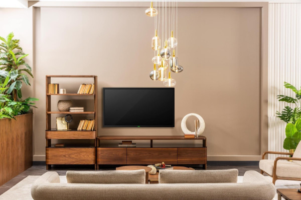 Wall unit TV stand bookshelves TV cabinet lowboard sideboard brown wood set