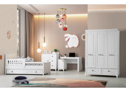 Modern Complete Youth Room Luxury Childrens Room Set 4pcs White Color new