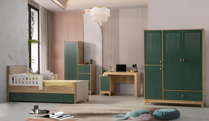 Childrens room Set Consists of Bed +2х Wardrobe +Desk 4pcs.