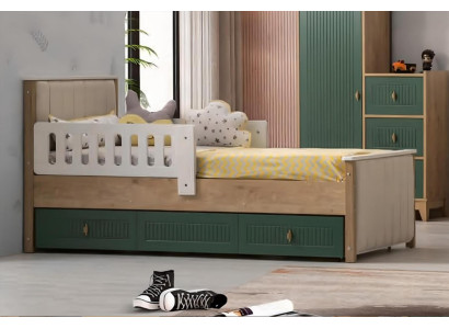 Stylish Childrens bed 200 cm youth bed Wood Childrens room Fabric Modern