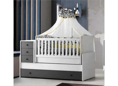 Modern Childrens bed Wooden bed Functional bed Extendable Bed 200 Wood White