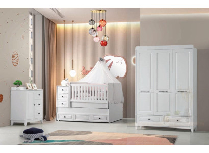 Modern Childrens bed Complete Youth Room Luxury Childrens room Set 3-piece White