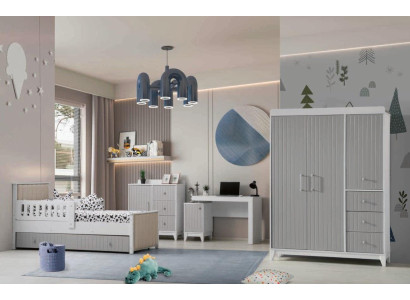 Children's room ensemble: Chest of drawers, Wardrobe, Bed & Desk