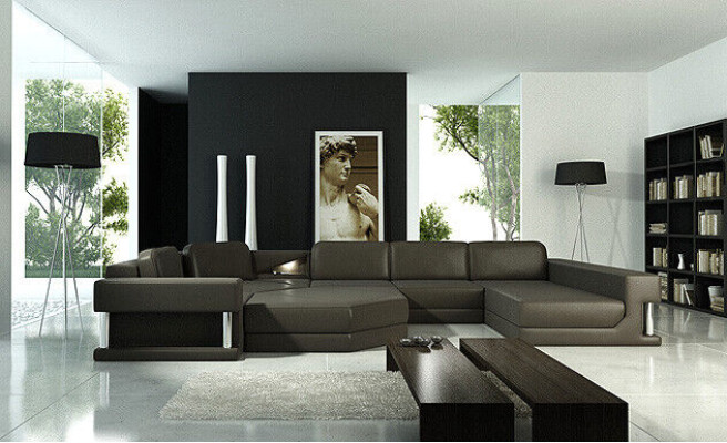 Leather sofa Living landscape Couch Corner sofa Corner Suite Design Modern Sofa with USB