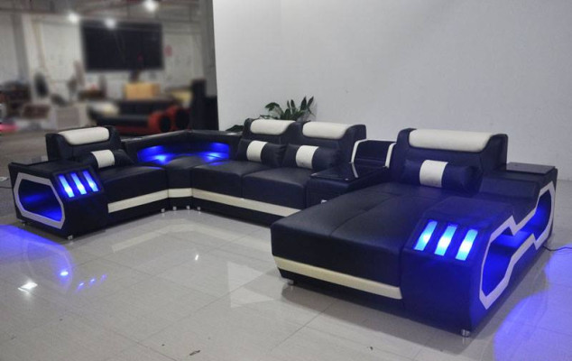 Living landscape Designer Couch Sofa Illuminated USB Station Corner sofa