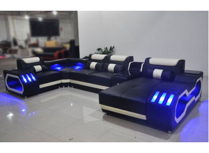 Living landscape Designer Couch Sofa Illuminated USB Station Corner sofa