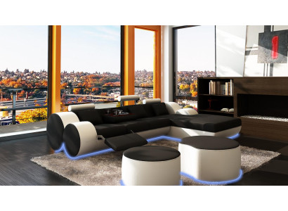 Leather sofa Couch Living landscape L-shape Design Modern Sofa 3085