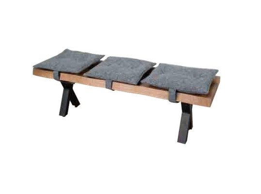 Modern designer wooden bench with upholstered seat for dining room