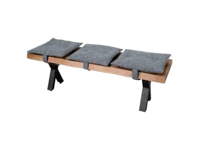 Modern designer wooden bench with upholstered seat for dining room