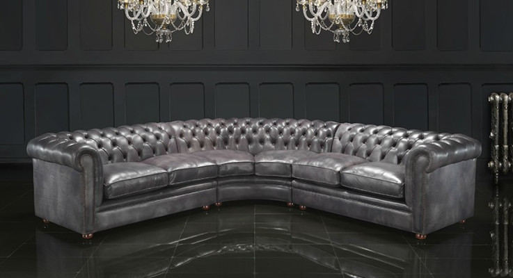 Chesterfield Corner sofa Corner sofa Designer Sofa Couch Velvet Leather Sofa Vintage 2016-14
