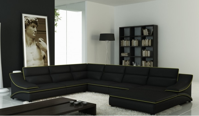 Corner sofa with USB,Ledersofa Living landscape Couch Seat Corner Suite U-shape Eltmann