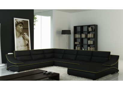 Corner sofa with USB,Ledersofa Living landscape Couch Seat Corner Suite U-shape Eltmann