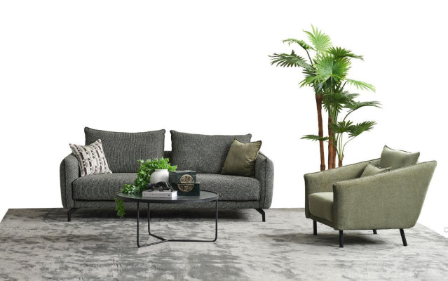 Living room Suite Sofa set Three Seater Armchair Gray Fabric Sofa Set 3+1 Seater