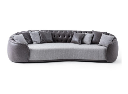 Four Seater Chesterfield Sofa 4 Seater Gray Fabric Sofa Fabric Upholstered Sofa