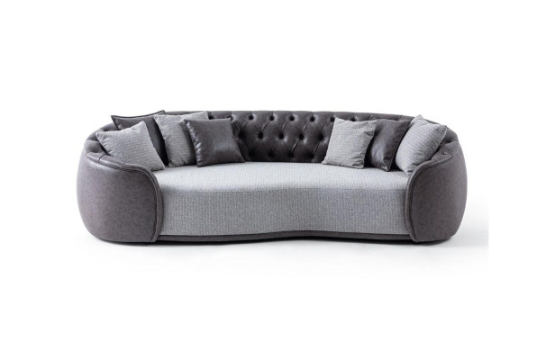 Timeless elegance Chesterfield three-seater sofa 3 seater gray fabric sofa fabric upholstered sofa
