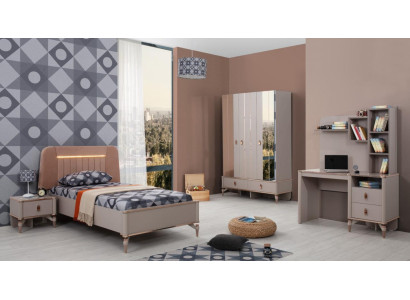 Children's furniture girls children's room bed children's bed beige wood set 4 pieces