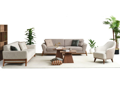 Couch set three-seater armchair sofa fabric beige fabric sofa set 4 pieces 3+3+1+1