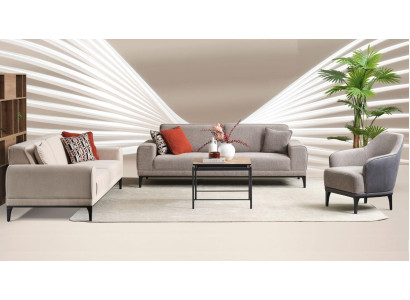 Suite Three-seater Two-seater Armchair Sofa Fabric Gray Fabric Sofa Set 3+2+1