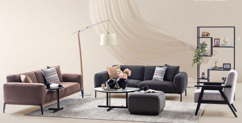 Couch set three-seater armchair sofa fabric 4-piece fabric sofa multicolored 3+3+1+1