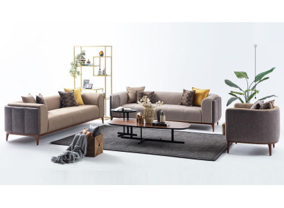 Suite Three Seater Four Seater Armchair Sofa Fabric Beige Fabric Sofa Set 4+3+1