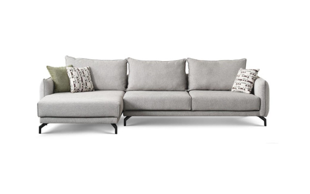 Couch L-shape Corner sofa Living landscape Large sofa Gray Modern upholstered sofa