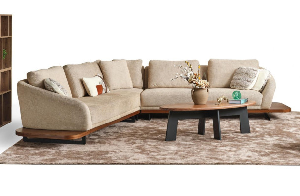 Upholstered sofa Corner sofa L-shape Sofa Living landscape Sofas Beige Modern