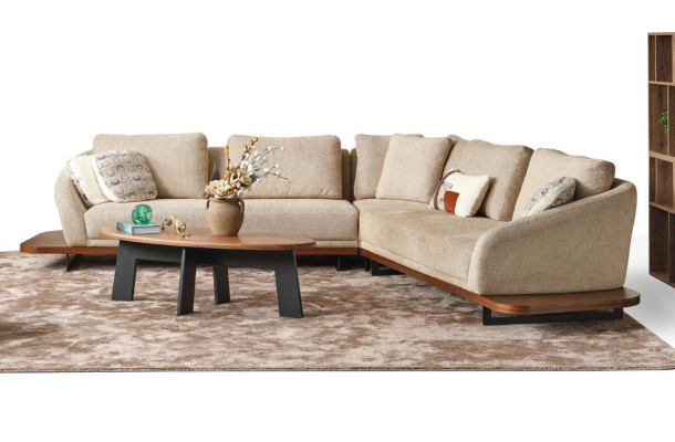 Upholstered sofa Corner sofa L-shape Sofa Living landscape Sofas Beige Modern