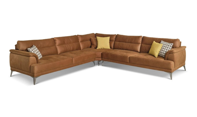 Upholstered sofa Corner sofa L-shape Large Living landscape Sofa Brown Modern