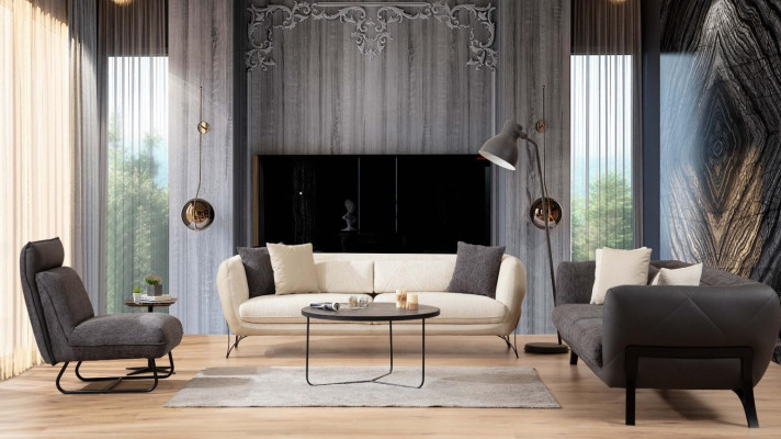 Luxury sofa set 3 + 3 + 1 Seater Design Living room Sofa 2x with Armchair 3 pieces.